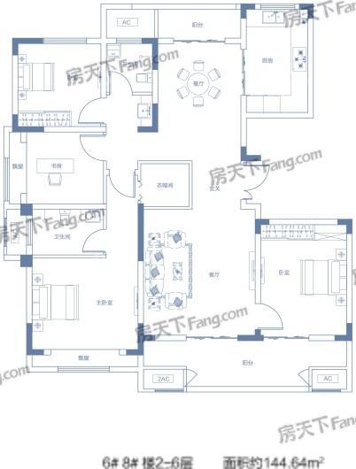 蓝城·蘭园约144.64㎡ 4室2厅2卫1厨