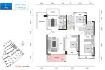 湘潭福晟滨江花园C户型120㎡ 3室2厅2卫1厨