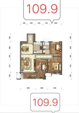 三室两厅一卫 109.9平米