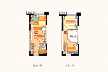 中国海南海花岛GW18loft公寓53㎡ 1室2厅1卫1厨