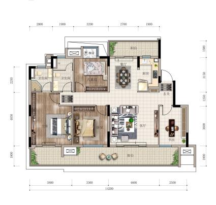 联发臻境叠野（三层）建面约126㎡户型