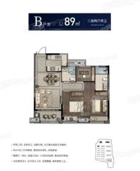 绿城钱塘印月B户型 3室2厅2卫1厨