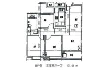 庆尚锦庭B-101.44户型 3室2厅1卫1厨