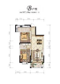 安宁家园B 户型 2室2厅1卫1厨