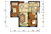 宏瑞雅居F户型 3室2厅1卫1厨