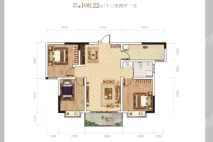 莲花公馆B户型 3室2厅1卫1厨