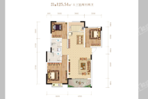 莲花公馆D户型 3室2厅2卫1厨