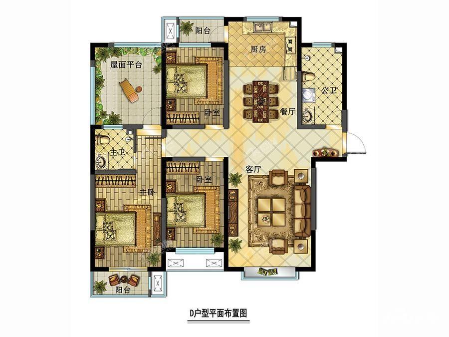 D户型3室2厅2卫139平