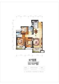 禹洲·嘉誉风华108户型 3室2厅2卫1厨