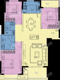 金都宁苑二期A户型121.8 3室2厅2卫1厨