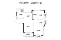 恒大悦府105㎡户型 3室2厅1卫1厨