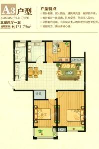 A3户型3室2厅1卫132平