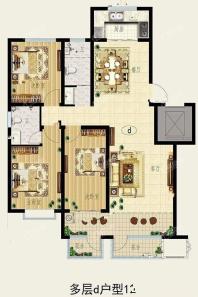 多层d户型3室2厅2卫122平