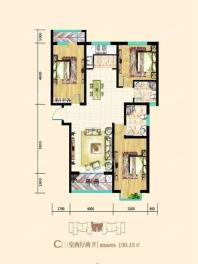C户型3室2厅2卫130平