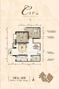 C1户型2室2厅1卫96平