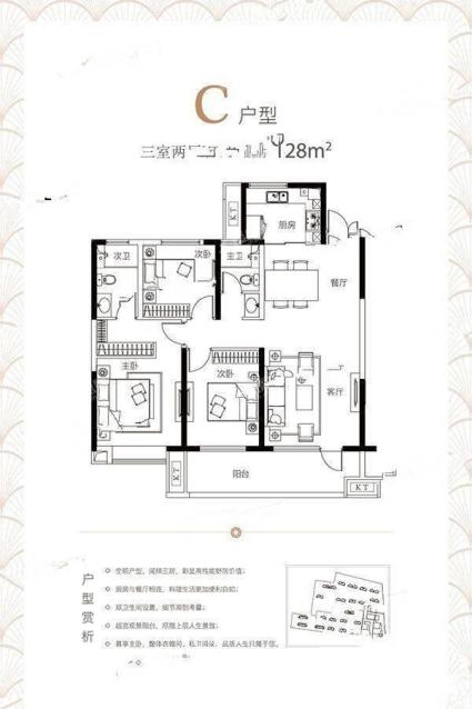 蓝岸公馆C户型128平米