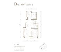 B户型3室2厅1卫89平