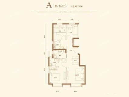 A户型3室2厅2卫89平