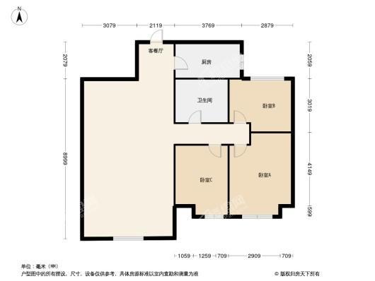 吉林恒大城3居室户型图