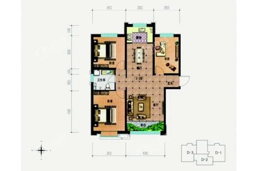 兴隆和畅苑D3户型 3室2厅1卫1厨