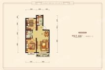 新世界·朗怡居B2组团6号楼G-b1户型图 2室2厅1卫1厨