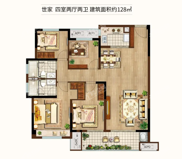 约128㎡奢阔四房  装的下进阶人生需求