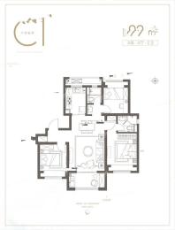 C1户型3室2厅2卫99平