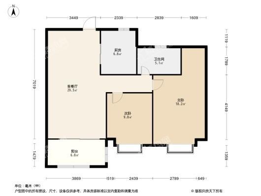 南桥金茂悦2居室户型图