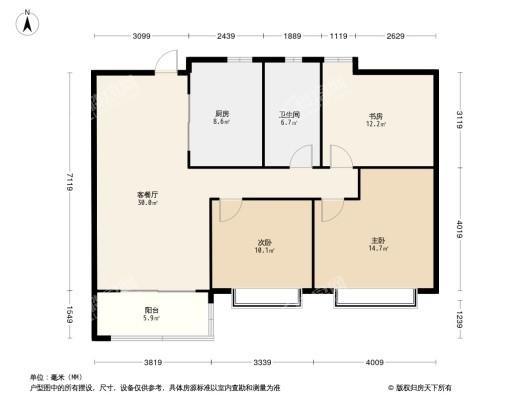 南桥金茂悦3居室户型图