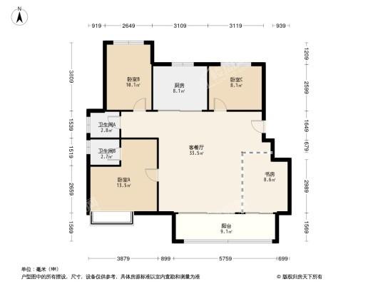 新滨湖孔雀城4居室户型图