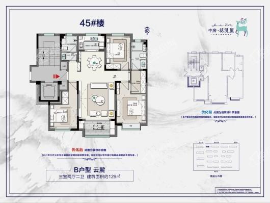 中房花漫里45#楼B户型 3室2厅2卫1厨