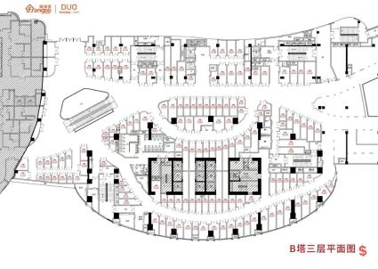 B塔三层平面图