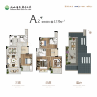 汤山温泉康养小镇忘山苑A2上叠建面158㎡户型图