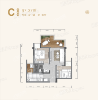 关山樾C 2室1厅1卫1厨