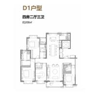 D1户型4室2厅3卫208平