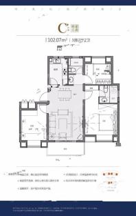 C户型3室2厅2卫102平