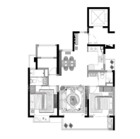 D户型， 3室2厅2卫1厨， 建筑面积约97.00平米
