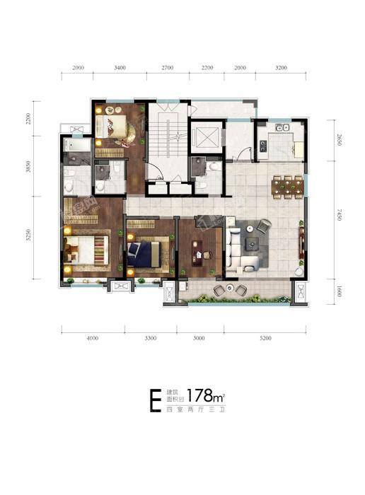 E户型-4室2厅3卫-178.0㎡
