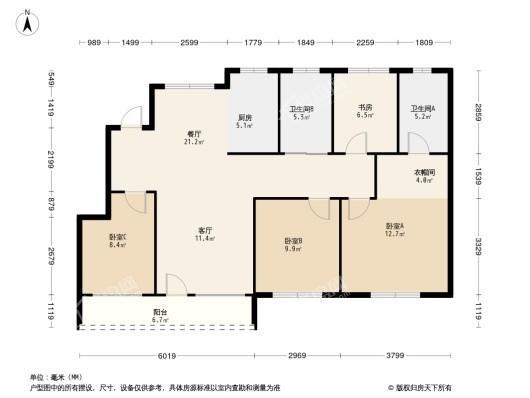 泽信依山郡二期4居室户型图