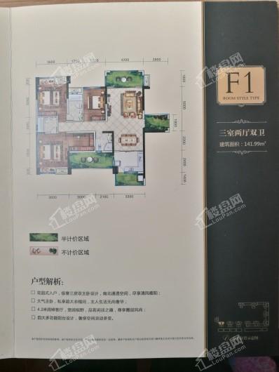 泰江·中央公园F1 三室两厅两卫 141.99 3室2厅2卫1厨