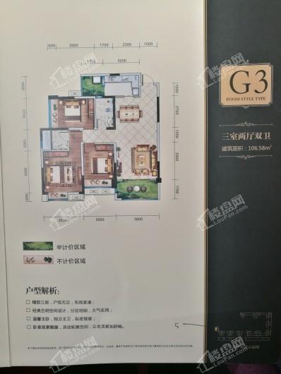 泰江·中央公园G3 三室两厅两卫 106.58 3室2厅2卫1厨