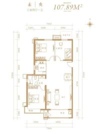 阳兴府107.89㎡户型 3室2厅1卫1厨