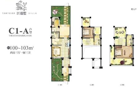 玳瑁墅 2房3厅1厨3卫 100㎡