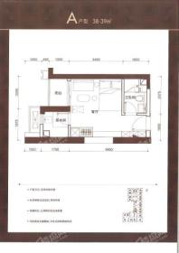 鸿荣源天俊A户型38-39㎡ 1室1厅1卫