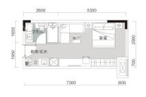 全济·利园公寓A户型 1室1厅1卫1厨