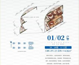 01&02户型 3房2厅1厨2卫 114.96㎡