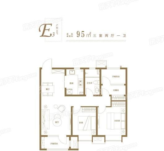 青岛印象·滟E3-95平3室2厅1卫 3室2厅1卫1厨