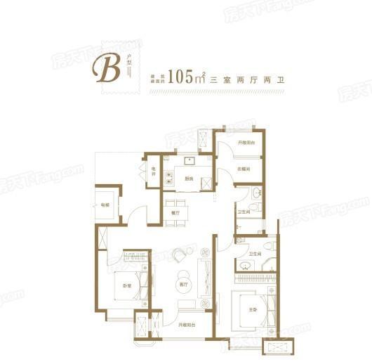 青岛印象·滟B-105平3室2厅2卫 3室2厅2卫1厨