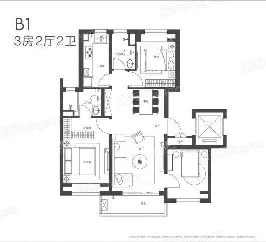 保利锦上B1 3室2厅2卫1厨