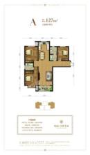 恒山天泽丰园A户型127平三室 3室2厅2卫1厨
